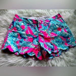 LILLY PULITZER ButterCup Shorts in Pink/Blue Lobsters in Love Print size 8